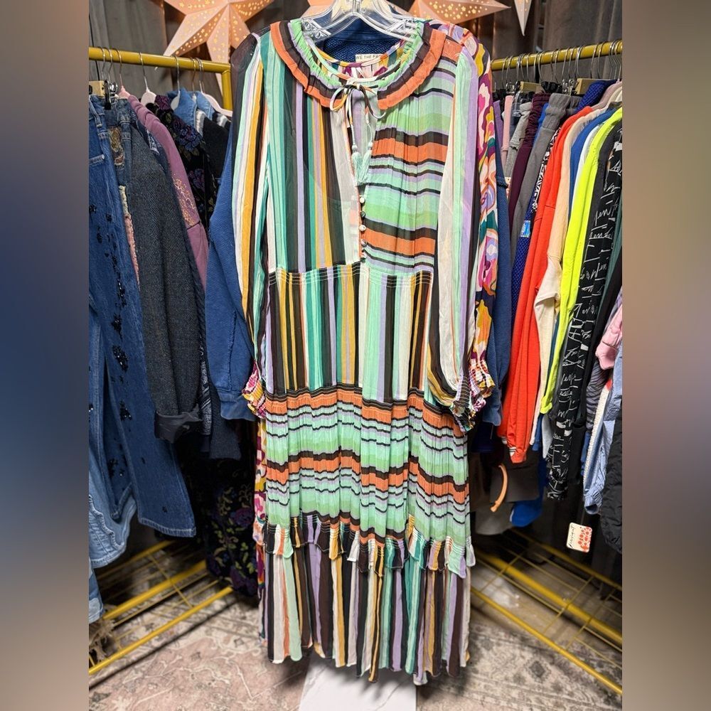 NWOT Anthropologie The Marais Printed Striped Chiffon Maxi Dress - Picture 5 of 6